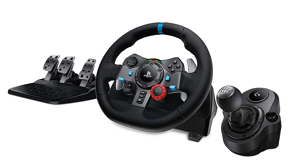 Logitech G29 racing wheel and pedals (PlayStation model) with G Driving Force shifter